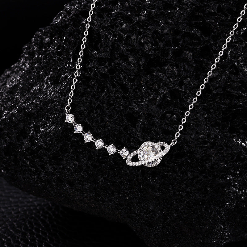 S925 Sterling Silver Dream Planet Moissanite Necklace