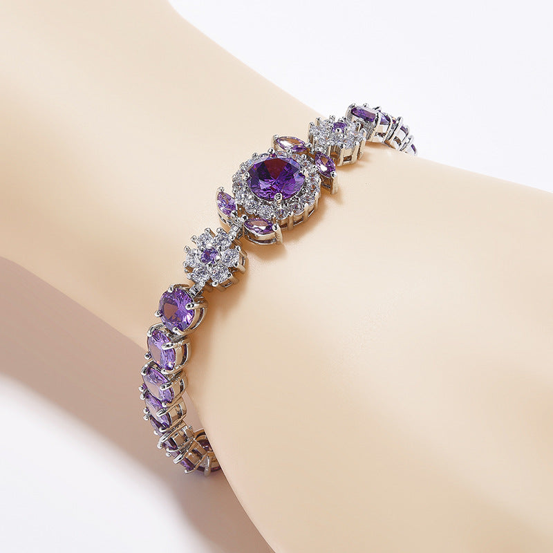 Light Luxury Amethyst Flower Zircon Bracelet