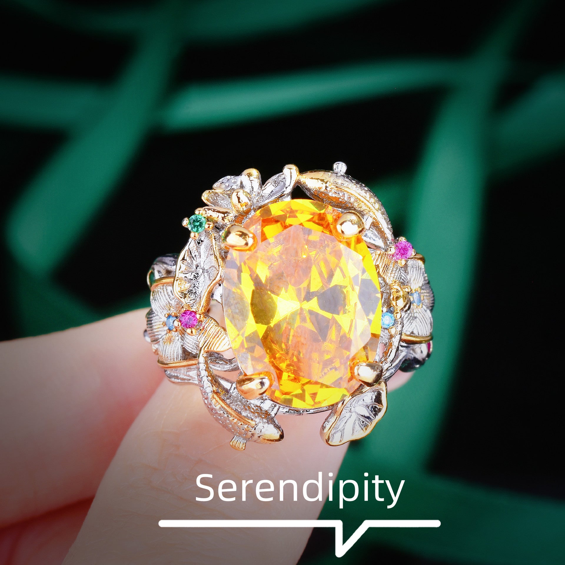 Italian retro bright yellow diamond colored treasure series