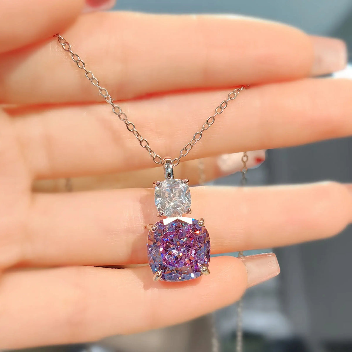 Parure de collier en diamants roses
