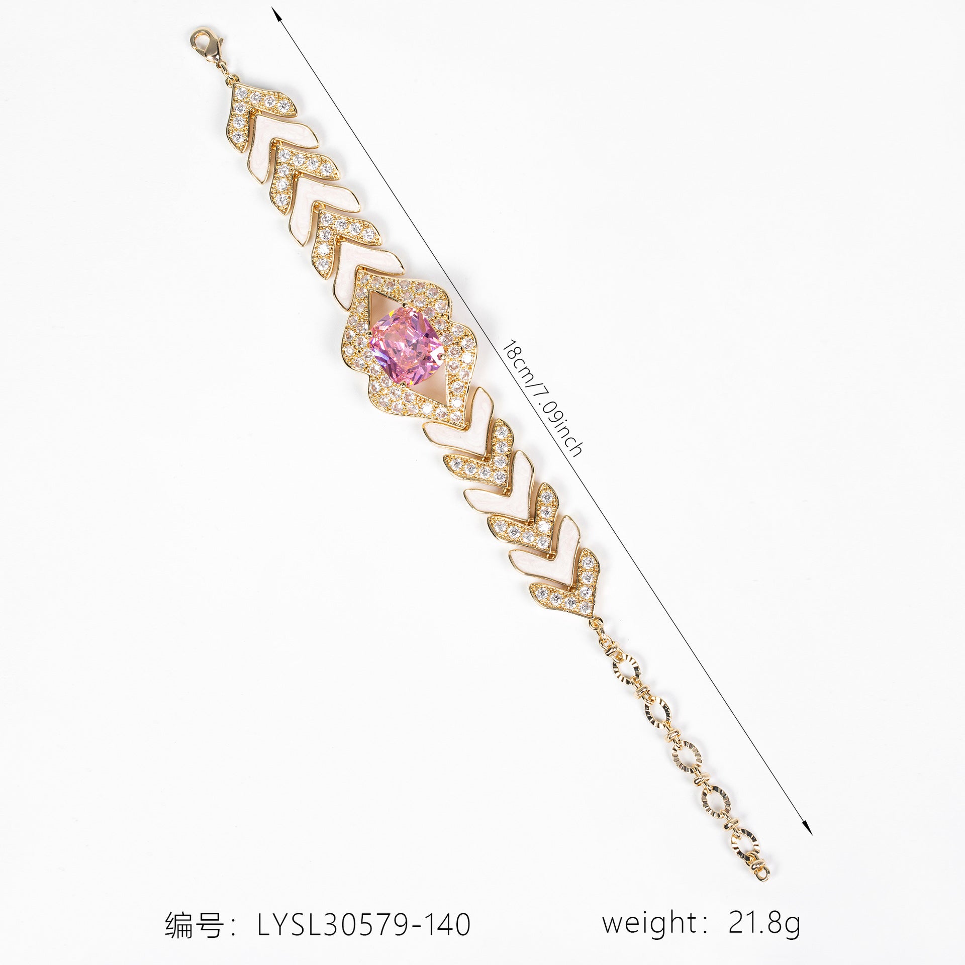 Luxury Ruby Red Crystal Bracelet – Gold Tone White Enamel Statement Jewelry for Women