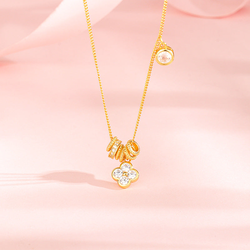 S925 gold-plated fashionable clover necklace