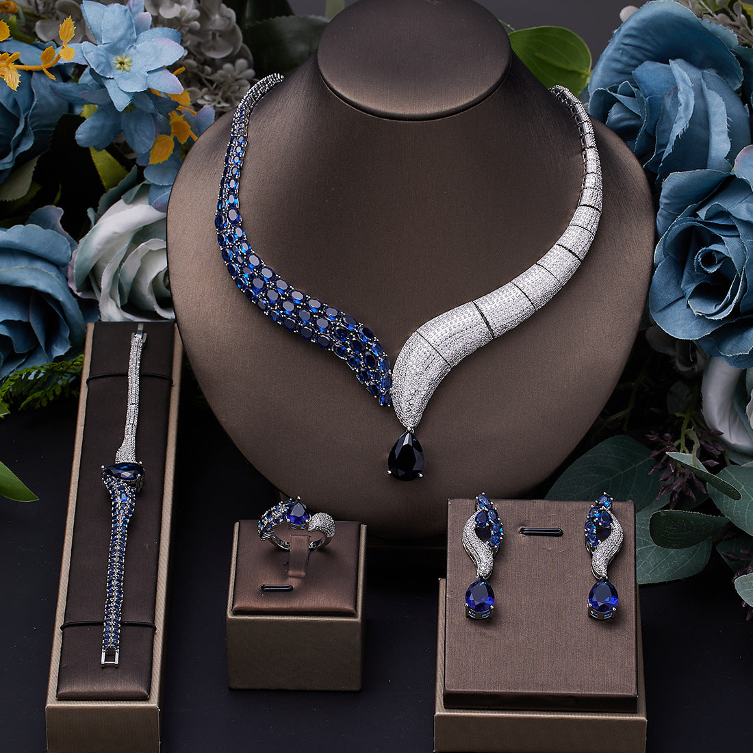 Parure de Bijoux de Luxe avec Cristaux Émeraude