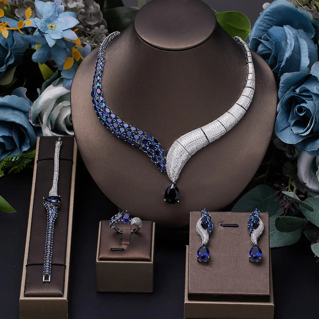 Parure de Bijoux de Luxe avec Cristaux Émeraude