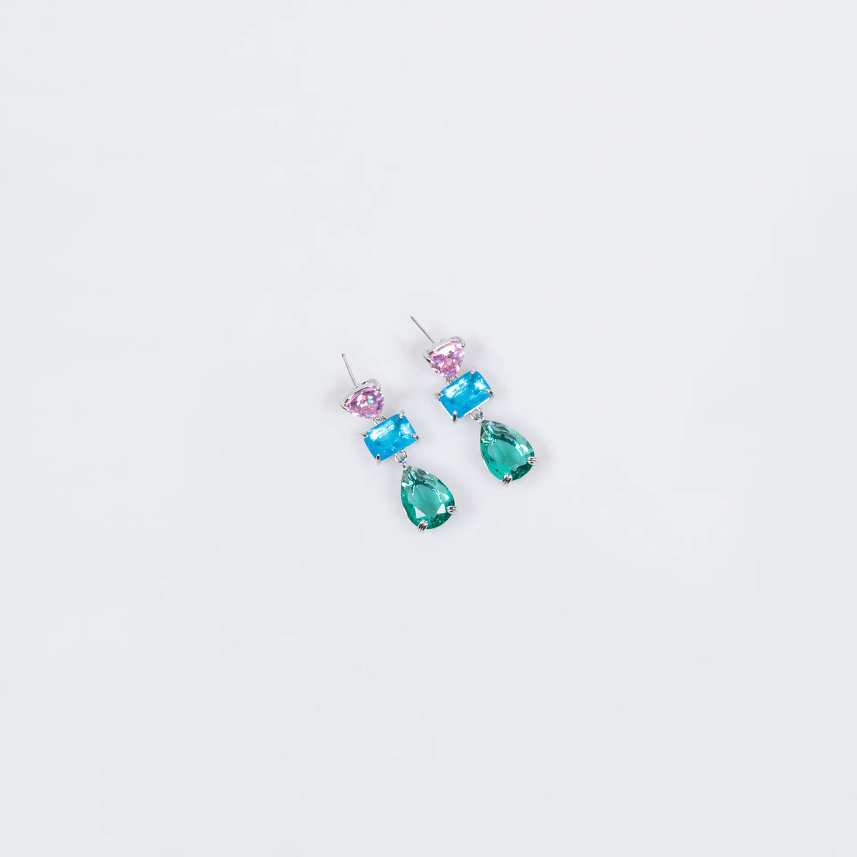 Parure de bijoux élégante avec pendentif en cristal bleu-vert en forme de larme