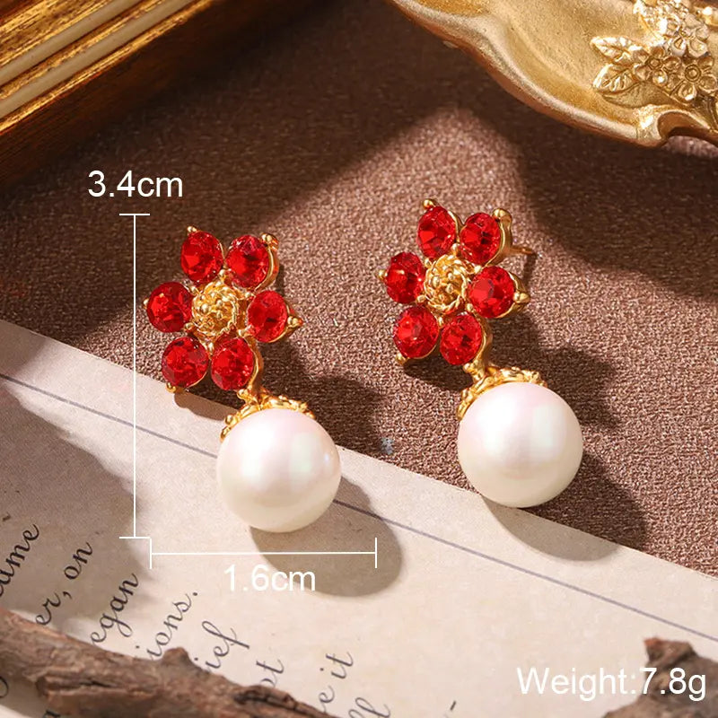 Parure de bijoux fantaisie vintage en cristal (boucles d'oreilles, bague et collier)