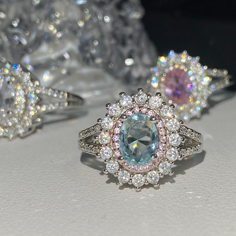 Luxury full diamond sunflower zircon ring