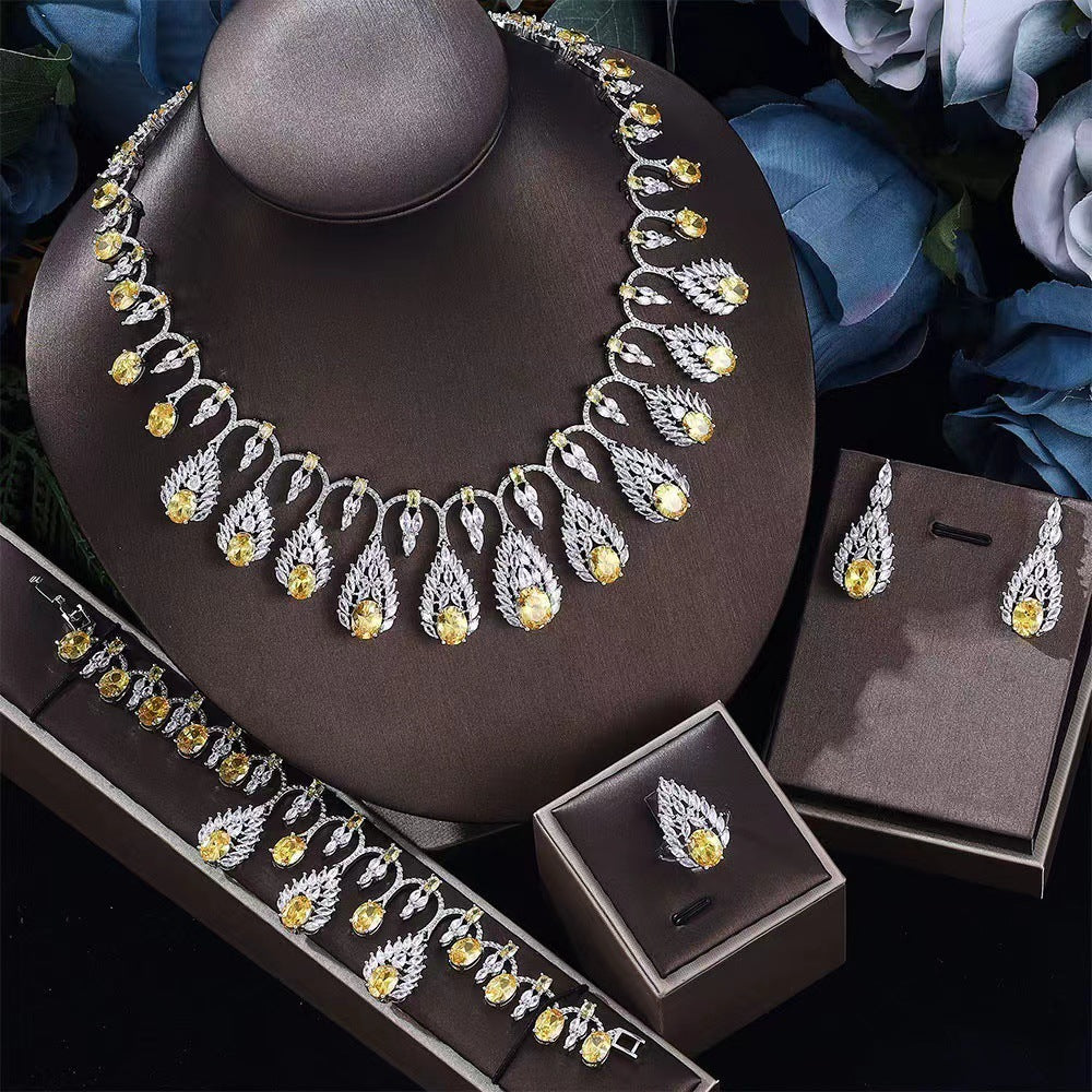 Elegant Emerald Green Crystal Jewelry Set for Women