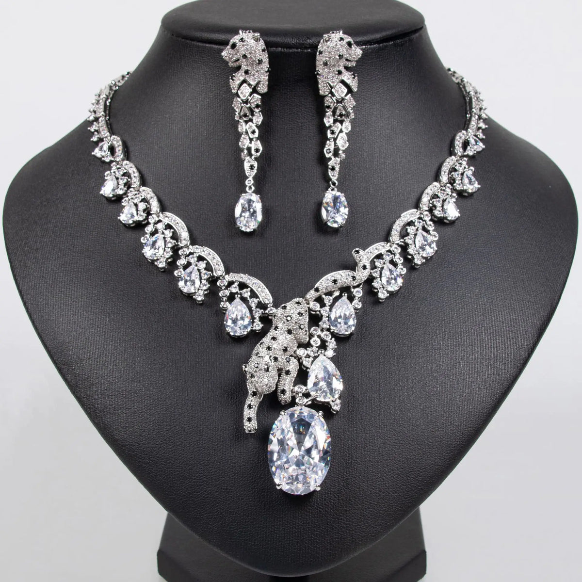 Ensemble Collier Léopard Luxe Cristal – Bijoux Fantaisie Rouge Éclatant pour Femmes