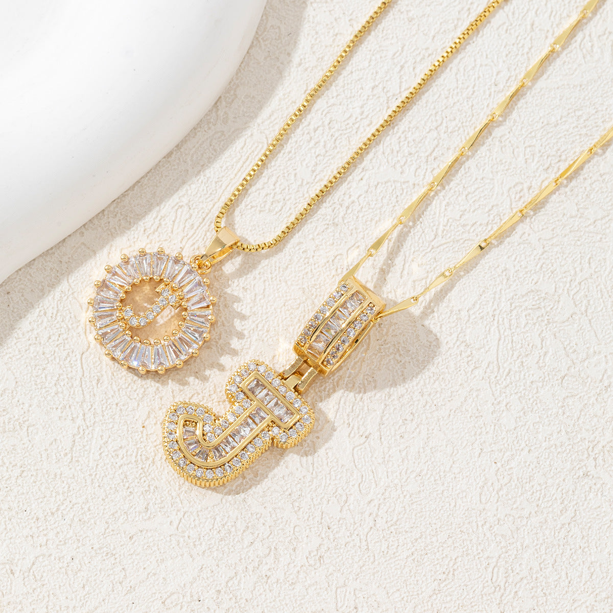 Full Diamond Rock Sugar 26 Letter Necklace