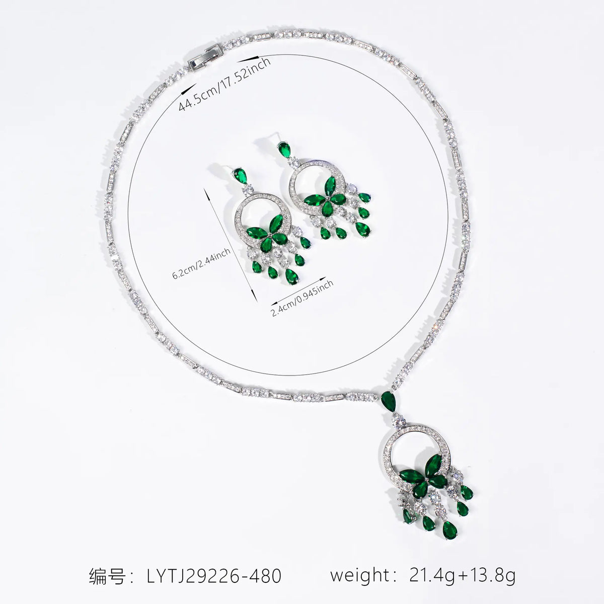 Parure de bijoux de luxe papillon en cristal – Élégant collier pendentif et boucles d'oreilles