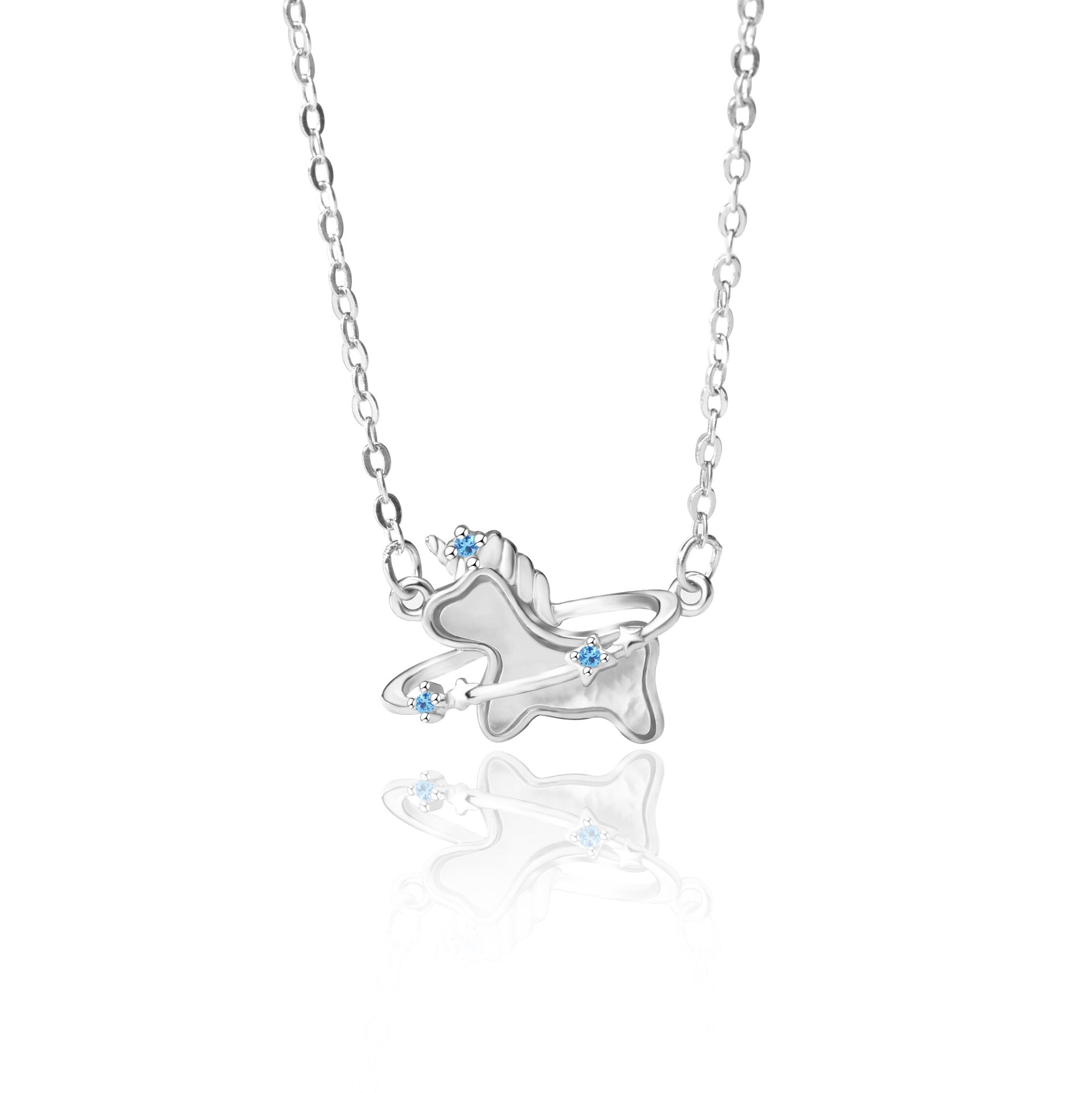 S925 Sterling Silver Fritillary Unicorn Necklace