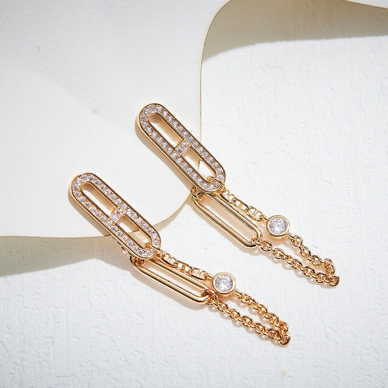 S925 Silver Light Luxury Gold Plated Geometric Ladies Ear Buckle