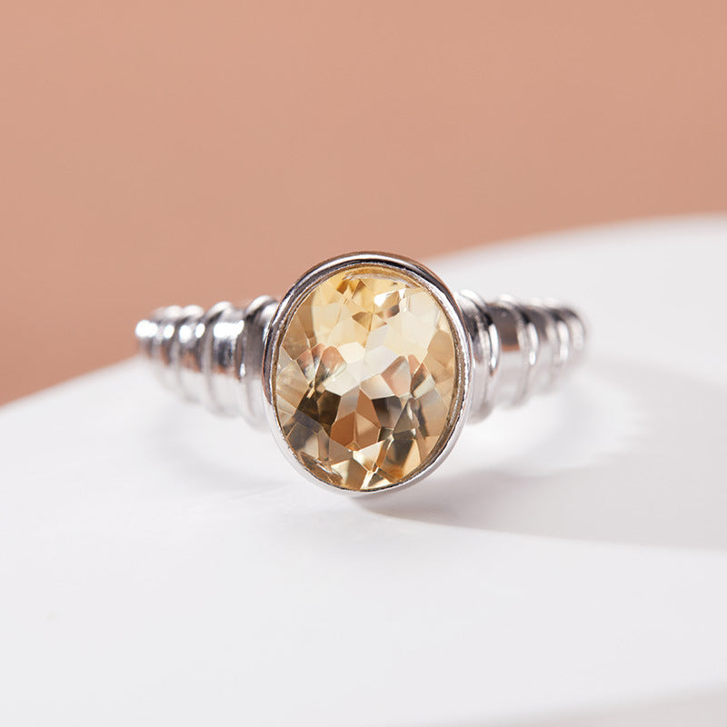 Natural topaz crystal ring