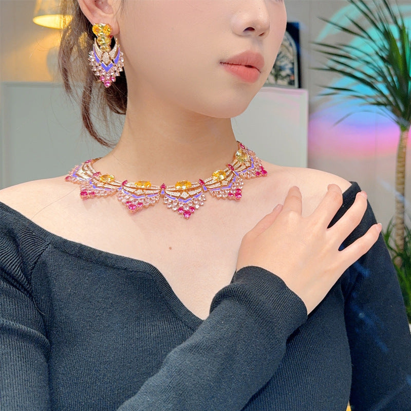 Original design gold-plated fireworks diamond earrings