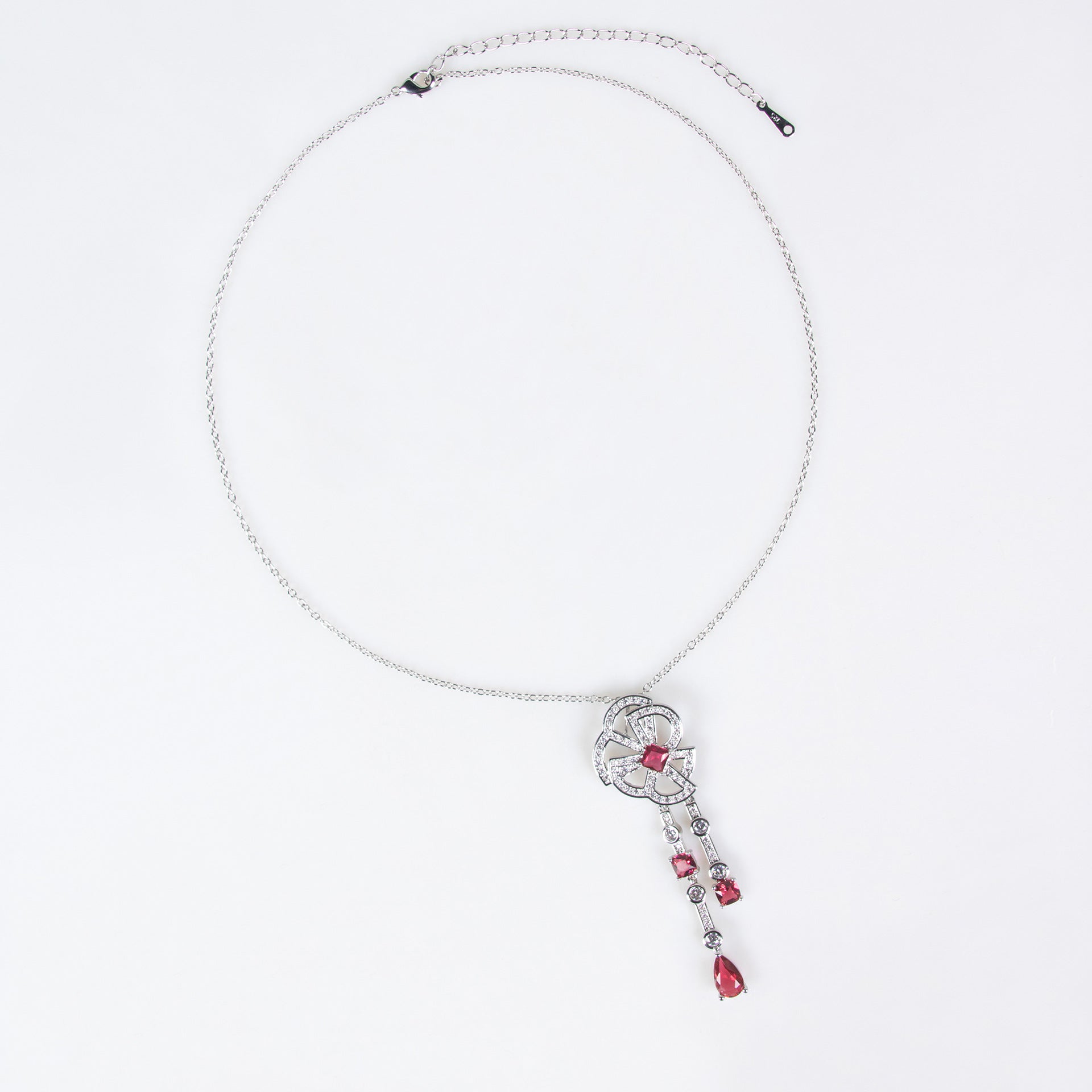 Luxury Ruby Red Crystal Tassel Jewelry Set – Necklace Earrings Set for Women
