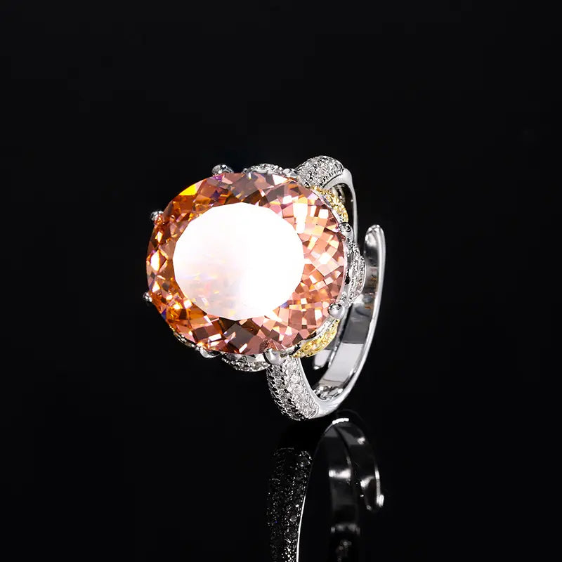 Parure Collier et Bague Gemmes Scintillantes Mauves et Roses – Luxe Minimaliste
