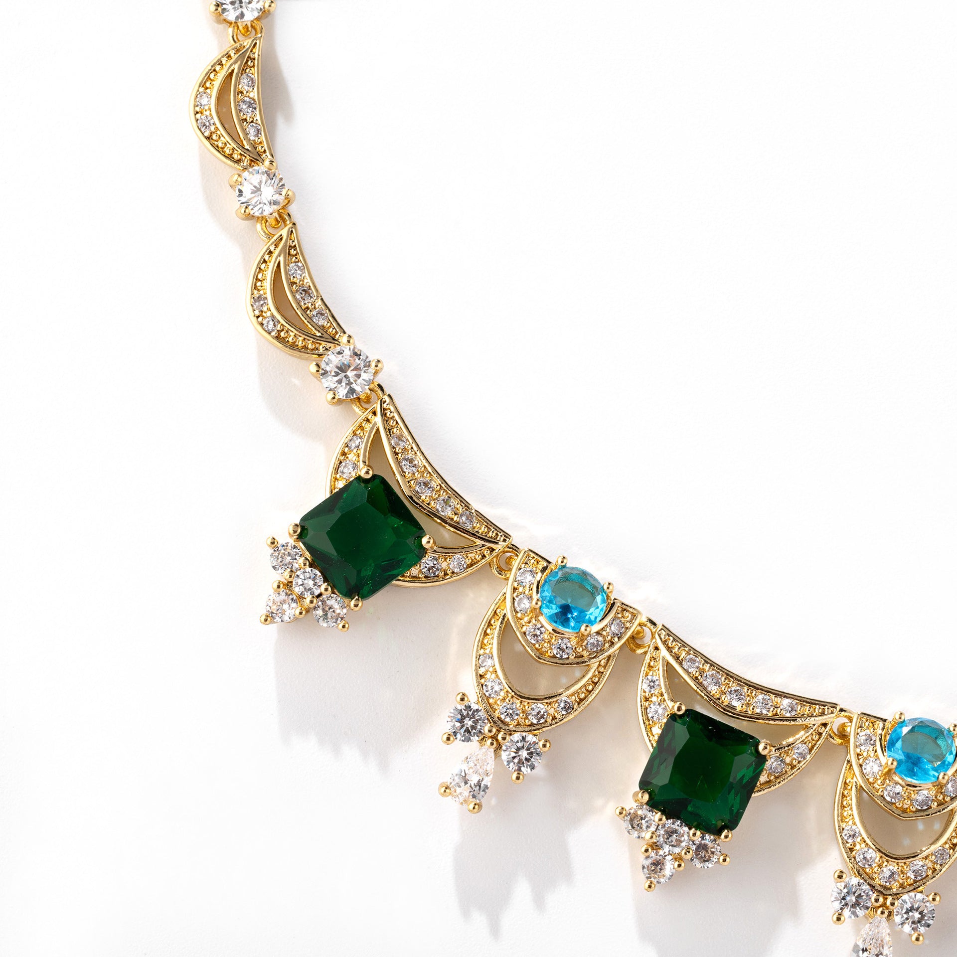 Luxury Red Crystal Statement Necklace & Earrings Jewelry Set for Women