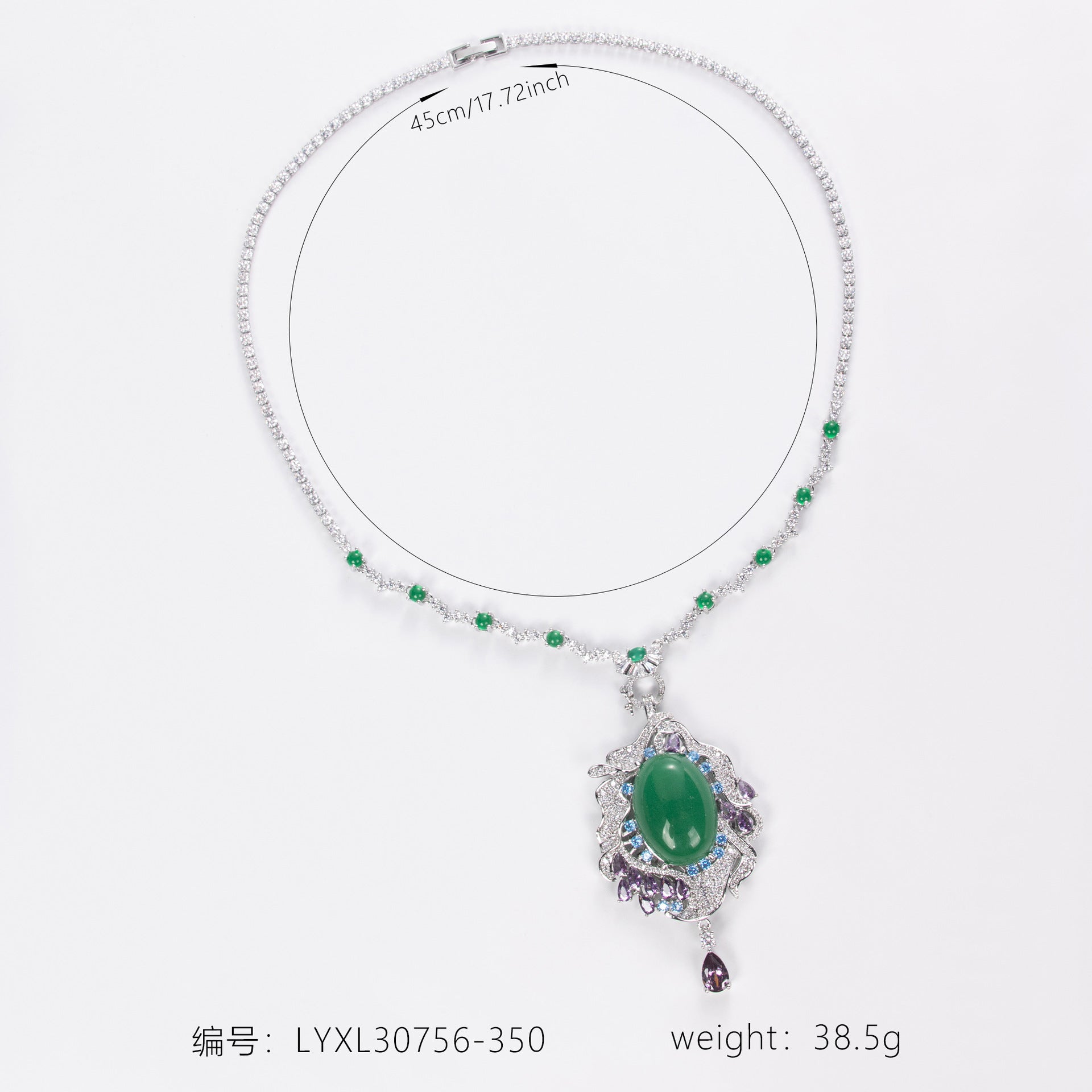 Royal Style Multicolor Crystal Necklace – Large Red Stone Pendant Jewelry