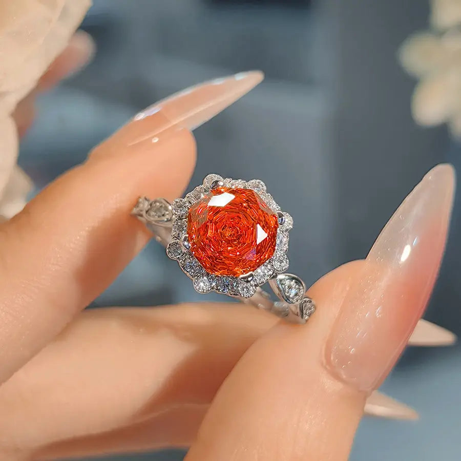 Simple Bague Diamant Cristal Rose