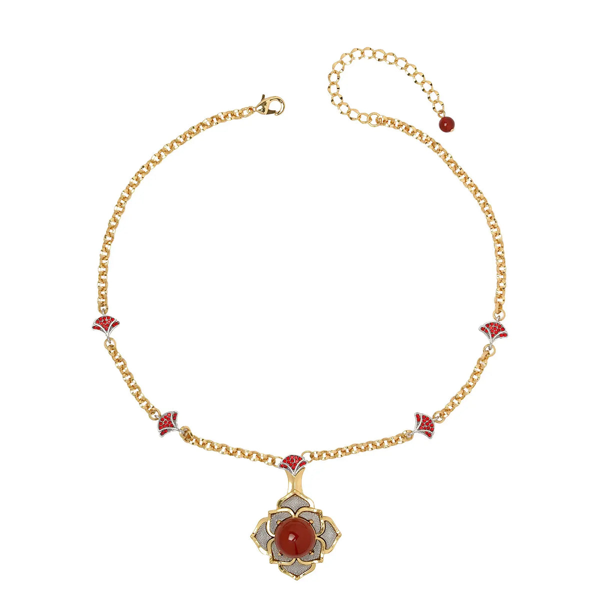 Parure de bijoux pour femme de luxe léger, motif camélia rouge médiéval, collier avec pendentif, boucles d'oreilles aiguilles tremella émail, style industriel lourd