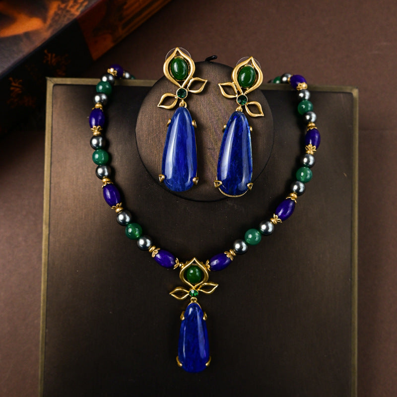 Vintage Fashion Water Drop Sapphire Necklace