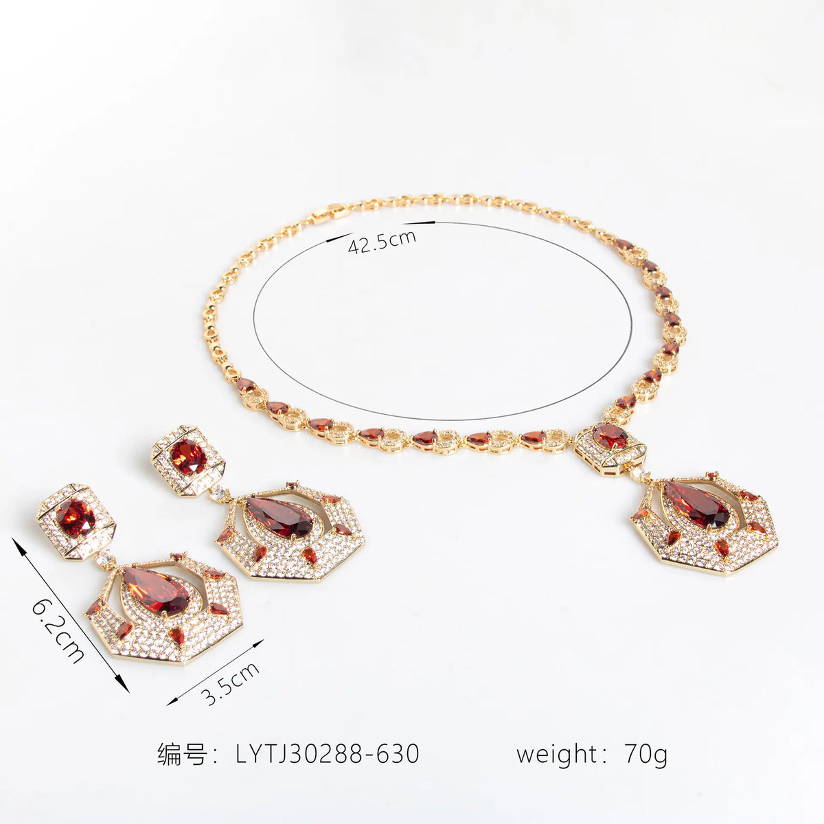 Parure de bijoux collier et boucles d'oreilles géométriques en cristal blanc de luxe
