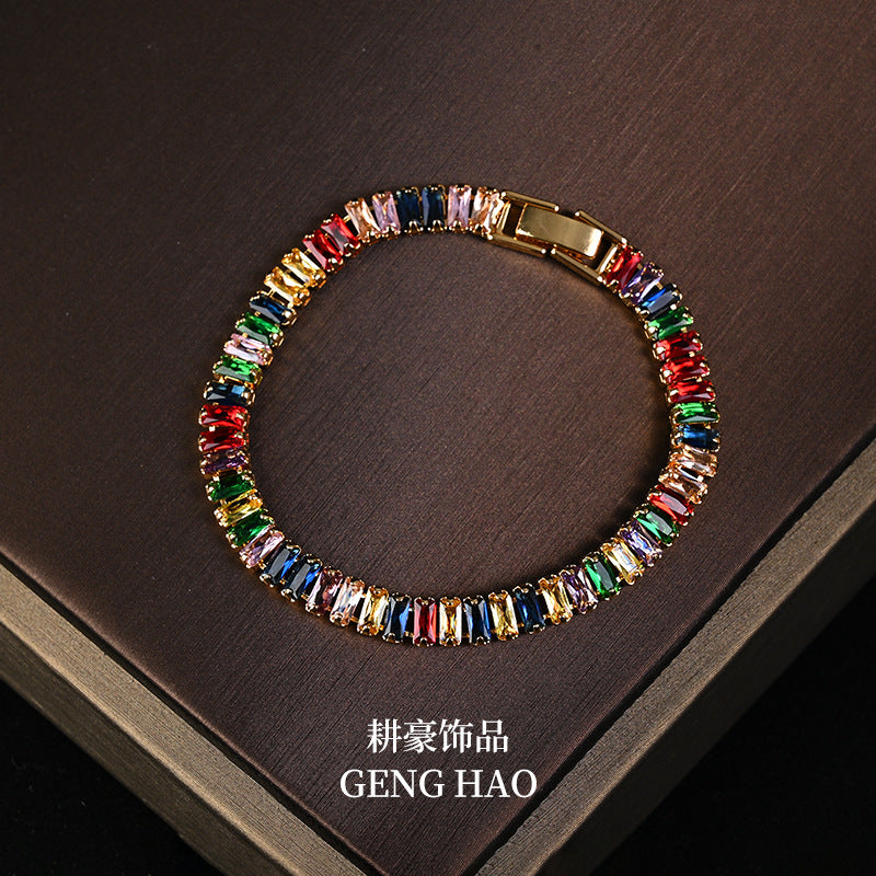 Niche simple rainbow necklace bracelet stud earrings series