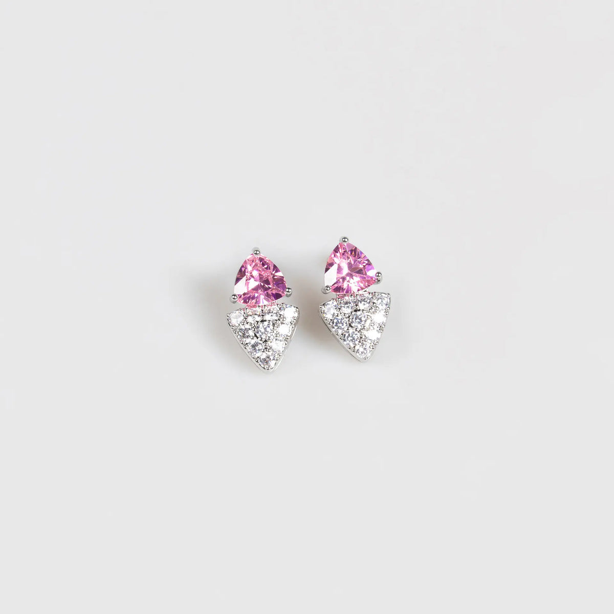 Parure collier et boucles d'oreilles élégante avec gemmes triangulaires géométriques