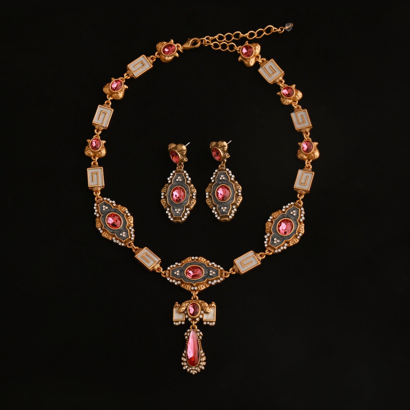 Medieval niche crystal diamond jewelry set