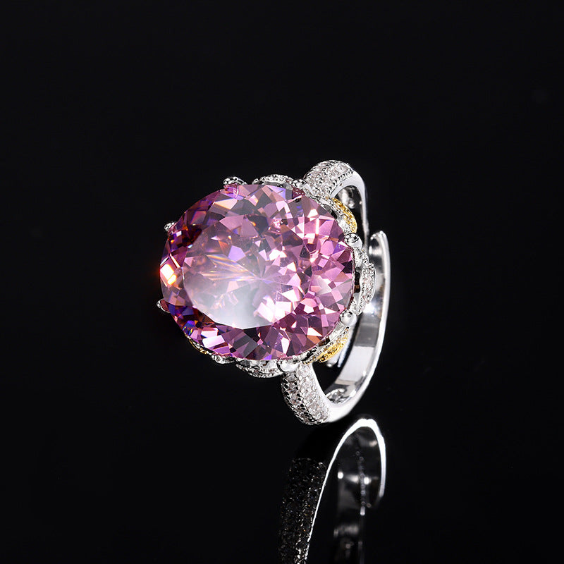 Parure Collier et Bague Gemmes Scintillantes Mauves et Roses – Luxe Minimaliste
