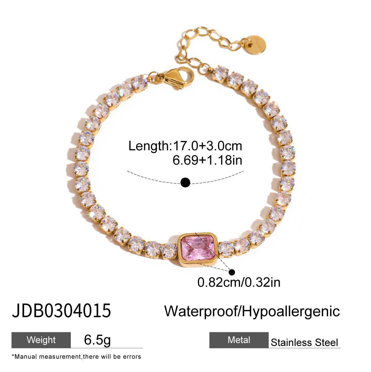 Light luxury stainless steel zircon bracelet