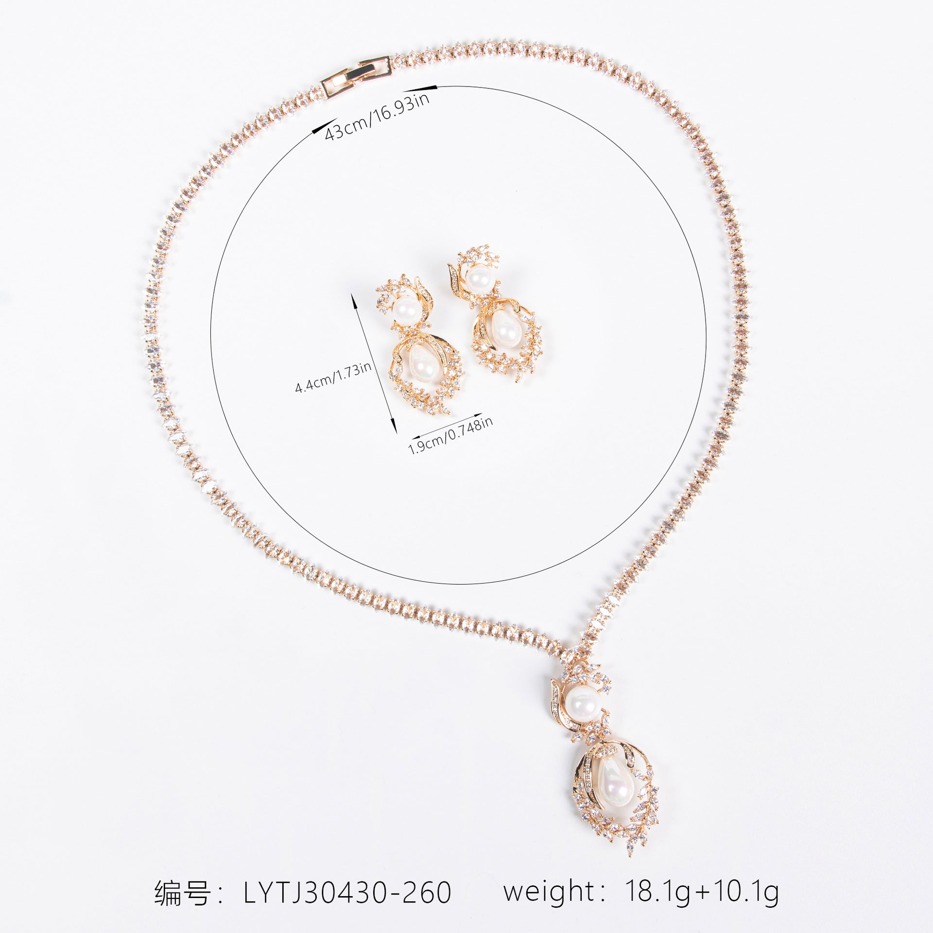Luxury Pearl & Emerald Green Necklace Set for Women – Gold Floral Jewelry with Matching Earrings