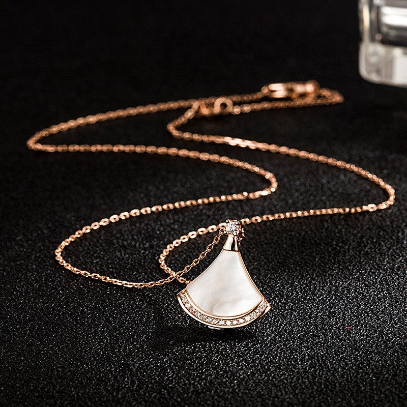 White Fritillary Diamond Fan Necklace