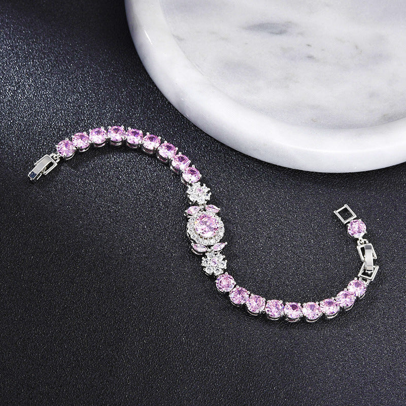 Light Luxury Amethyst Flower Zircon Bracelet
