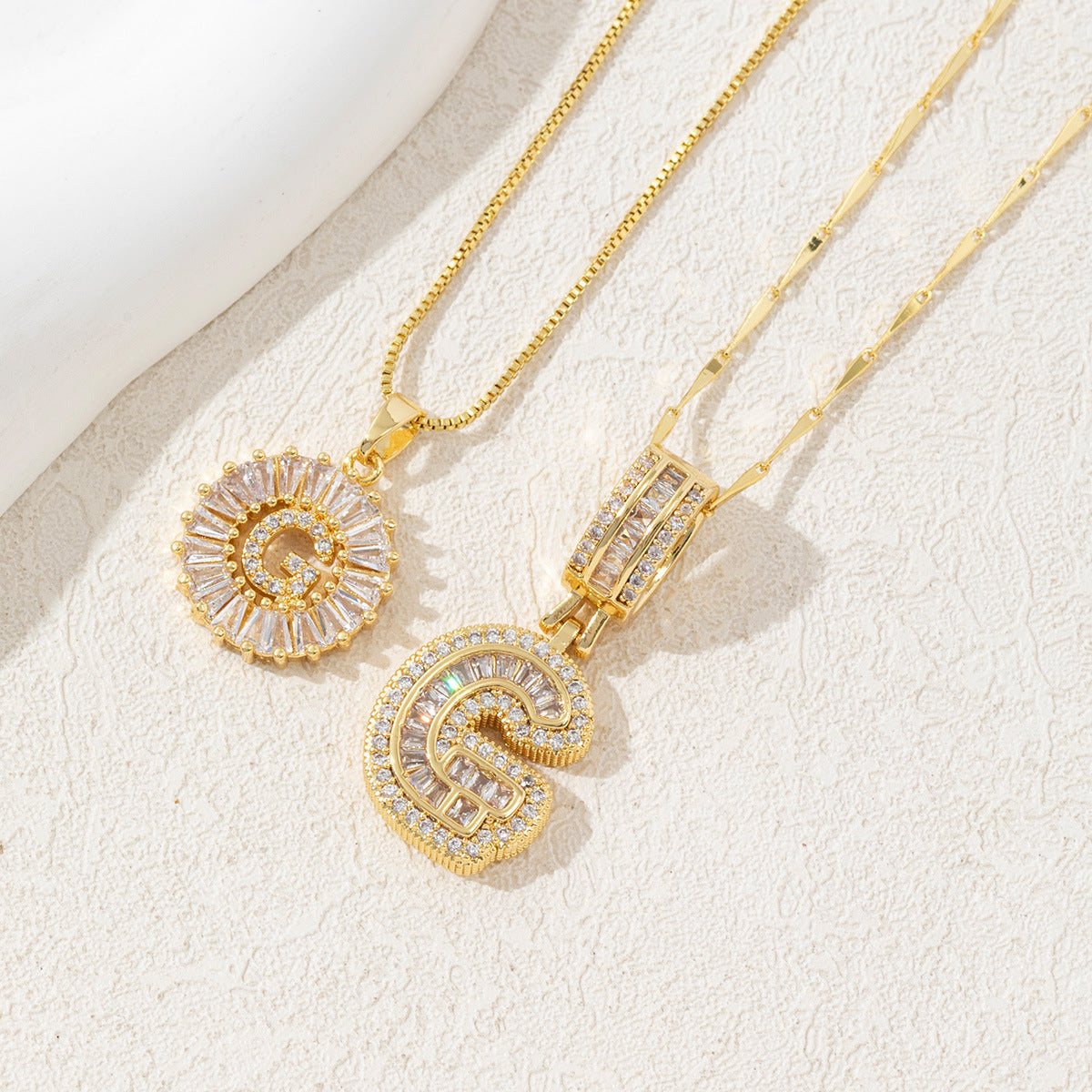 Full Diamond Rock Sugar 26 Letter Necklace