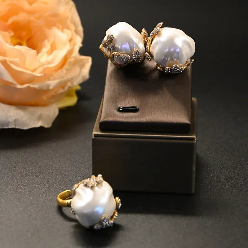 Boucles d'oreilles en laiton avec pierres géométriques irrégulières imitation pastèque