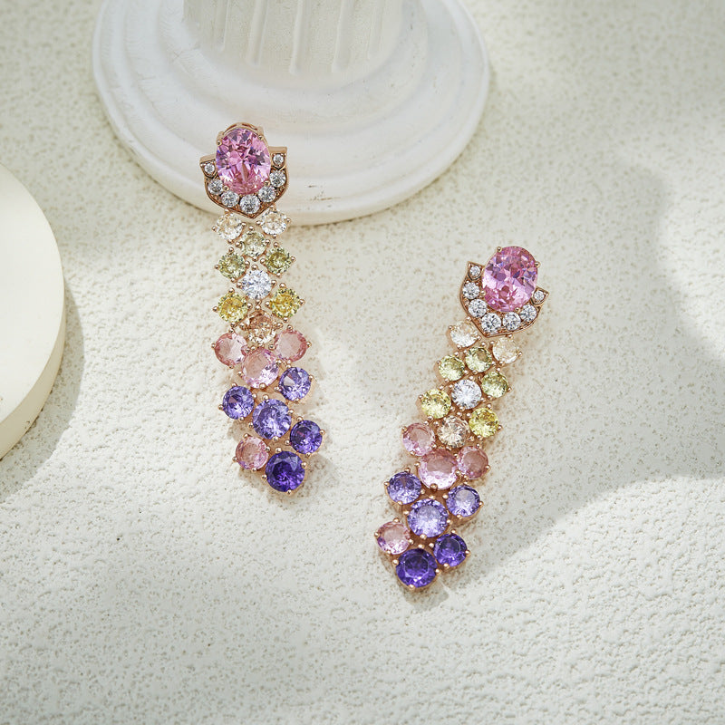 Parure Collier et Boucles d'Oreilles de Pierres Précieuses Multicolores de Luxe pour Tenues de Soirée Élégantes