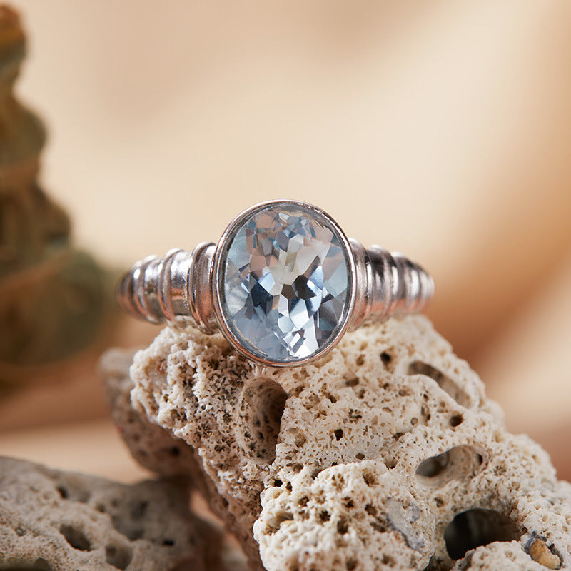 Natural topaz crystal ring