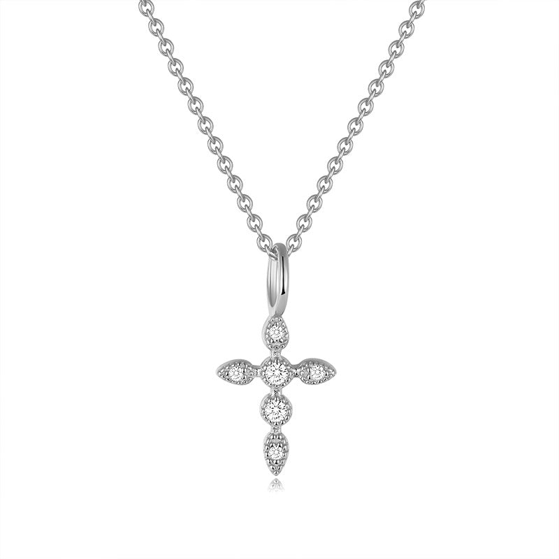 S925 Sterling Silver Light Luxury Cross Clavicle Necklace