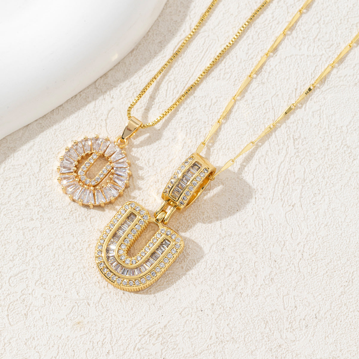 Full Diamond Rock Sugar 26 Letter Necklace