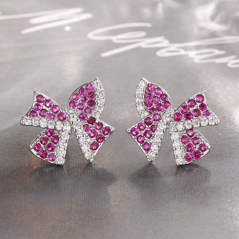 Light luxury pink flower zircon set