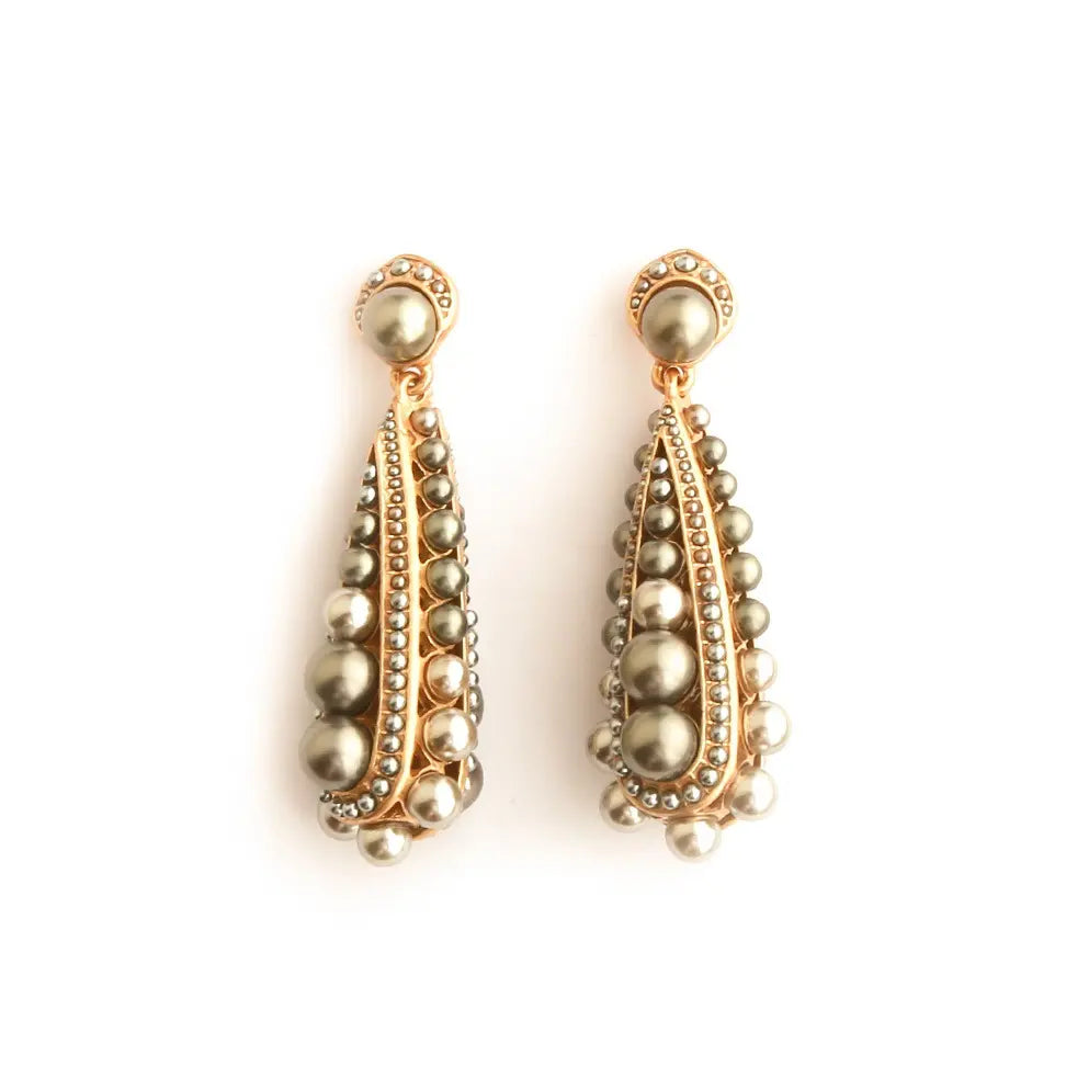 Boucles d'oreilles clous rétro françaises en perles