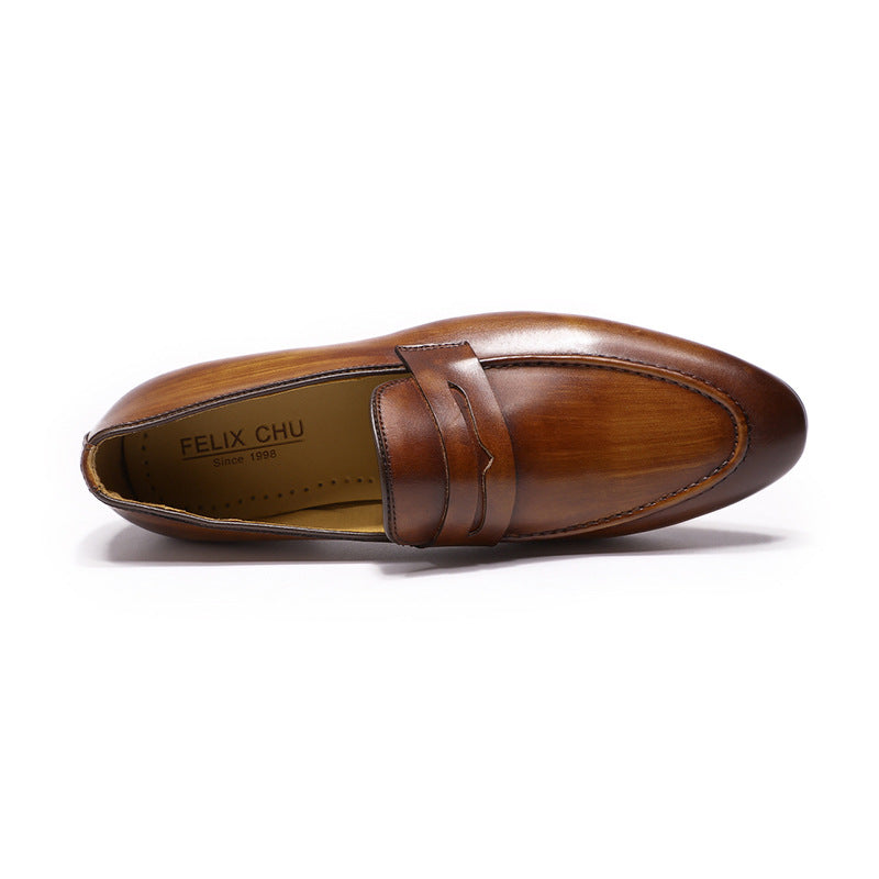 Brown Genuine Leather Business Loafers in British Style Men’s Leather Shoes