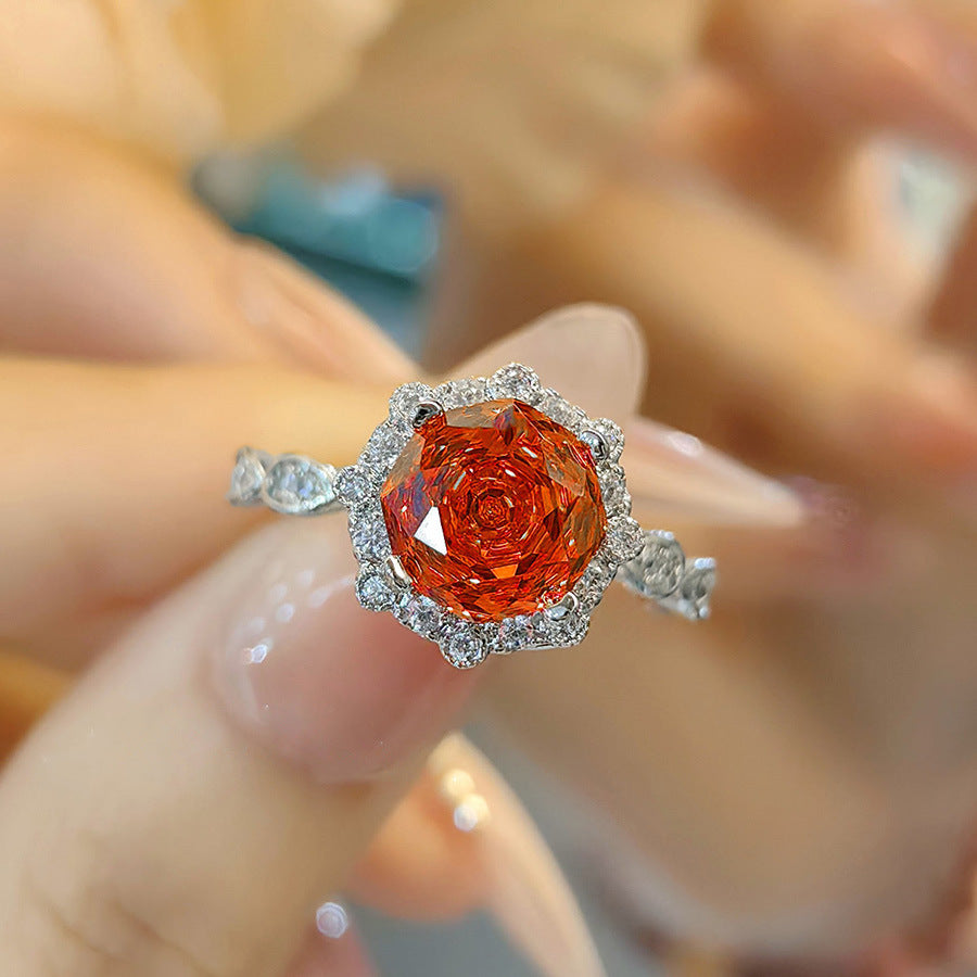 Simple Rose Crystal Diamond Ring