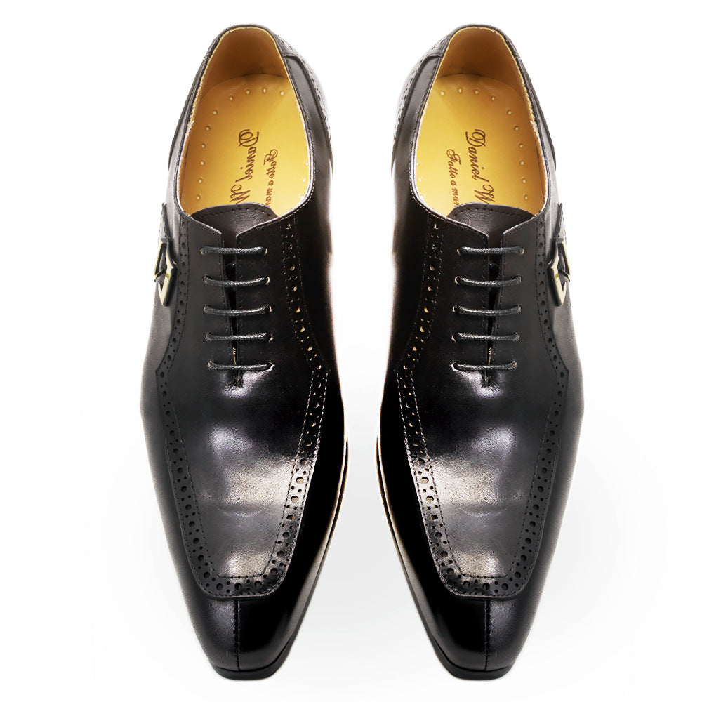 Black Leather Business Brock Shoes Office Casual Dress Oxford Shoes