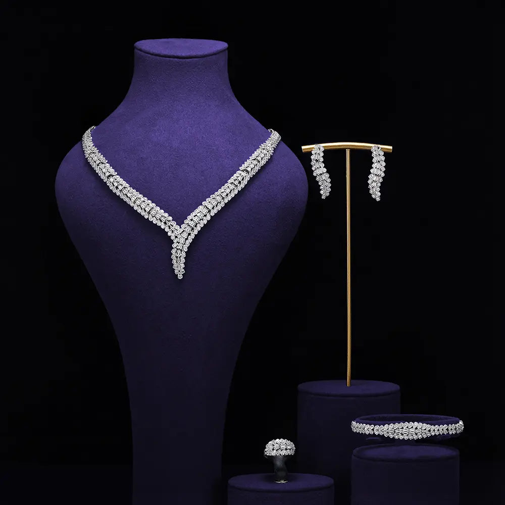 Parure de collier en V en cristal pour mariage et soirée