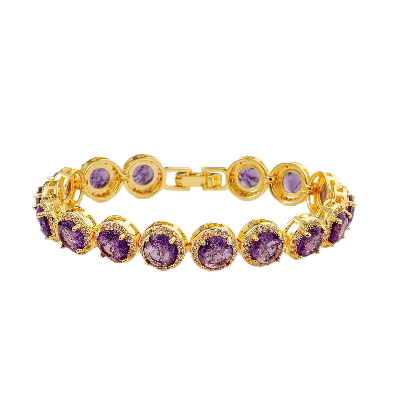 Fashion gold-plated hollow round zircon bracelet