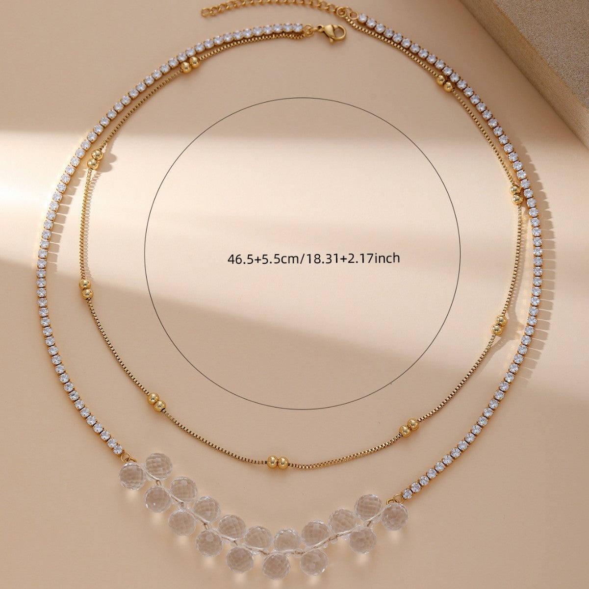 Fashion Diamond White Crystal Double Necklace