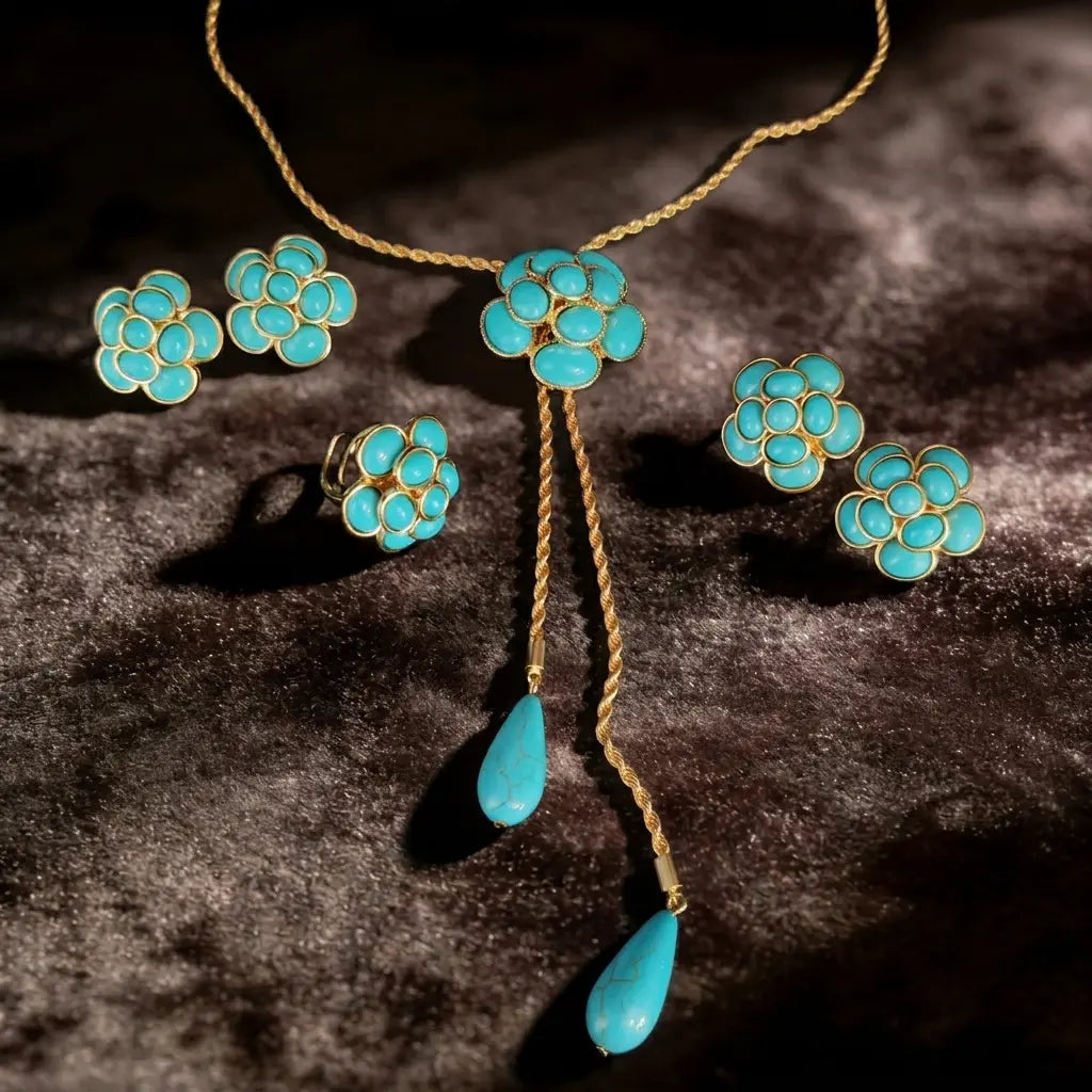 Qingdao, ensemble frangé de fleurs turquoise, chaîne de clavicule polyvalente pour femmes, style luxe léger, pour le bureau